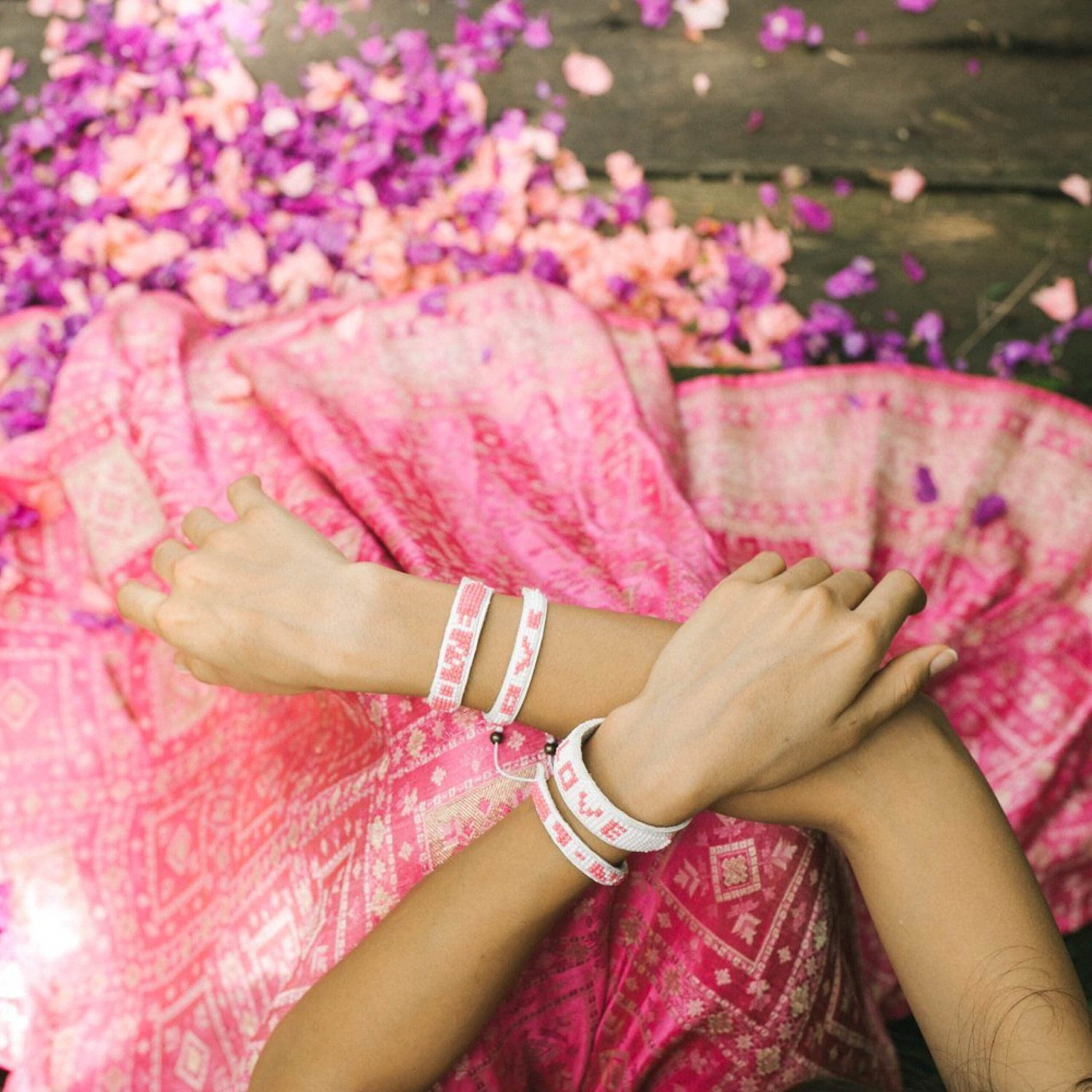 Pretty in Pink Skinny Bracelet - White & Pink - Love Is Project
