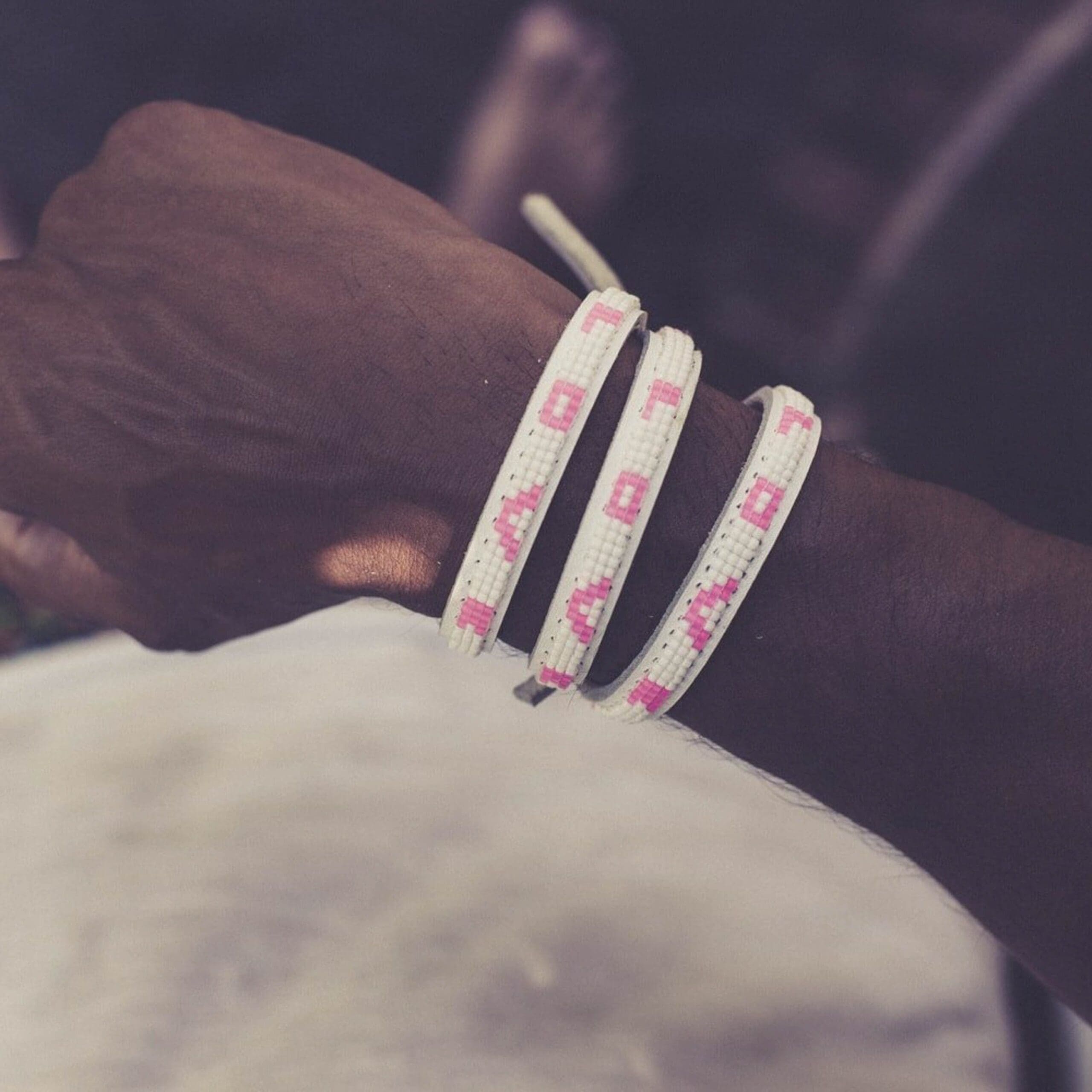 Pretty in Pink Skinny Bracelet - White & Pink - Love Is Project