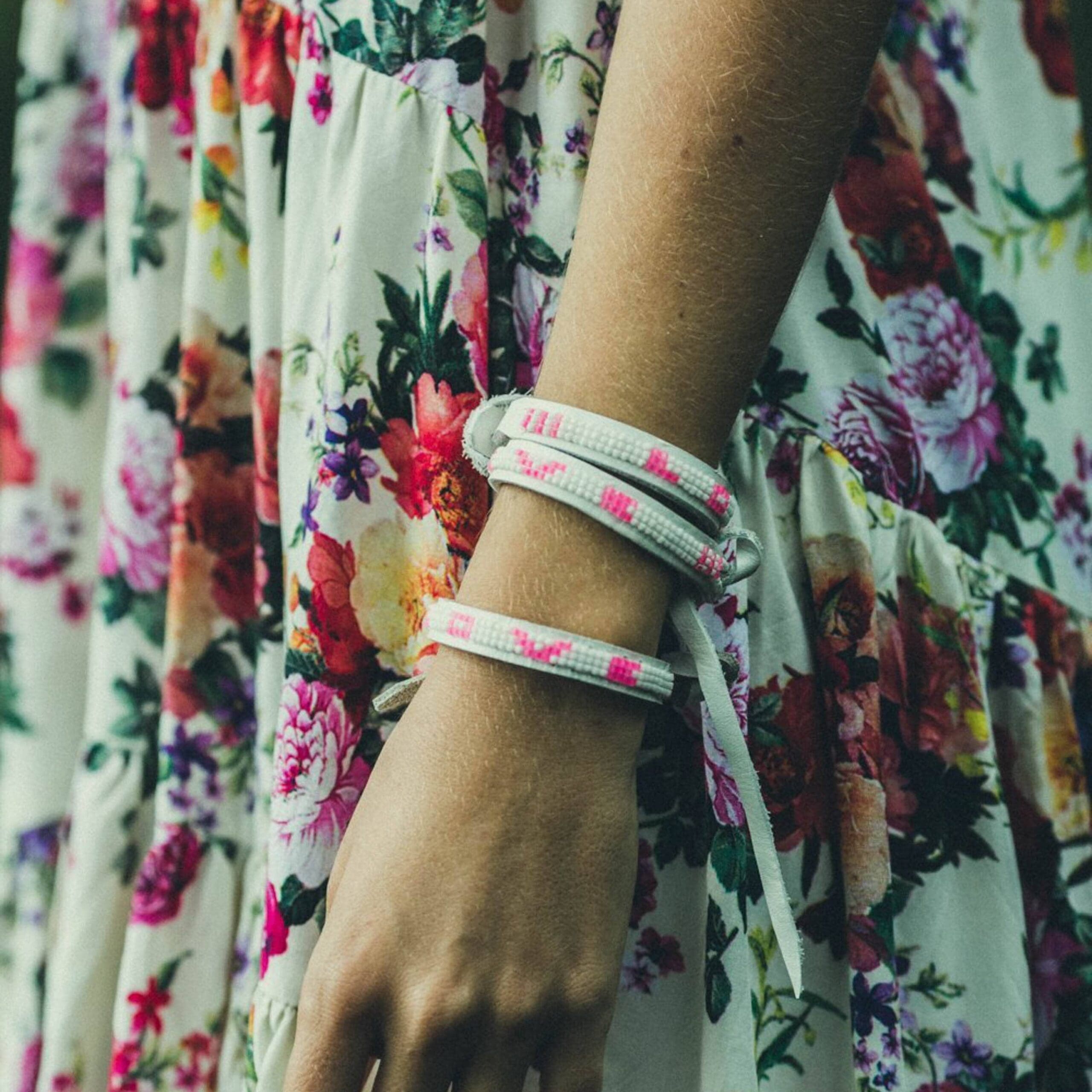 Pretty in Pink Skinny Bracelet - White & Pink - Love Is Project