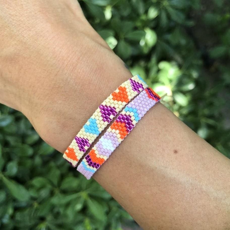 Chaquira Bracelet Set (of 2) - Red & Purple - Love Is Project