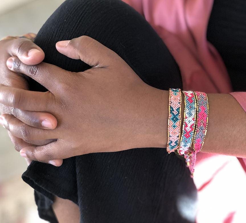 a customer wearing the Canyon Bali Friendship Bundle from Love Is Project