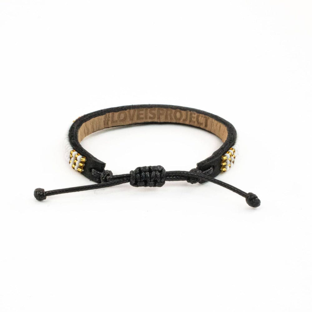 Skinny PEACE Bracelet - White / Gold - Love Is Project