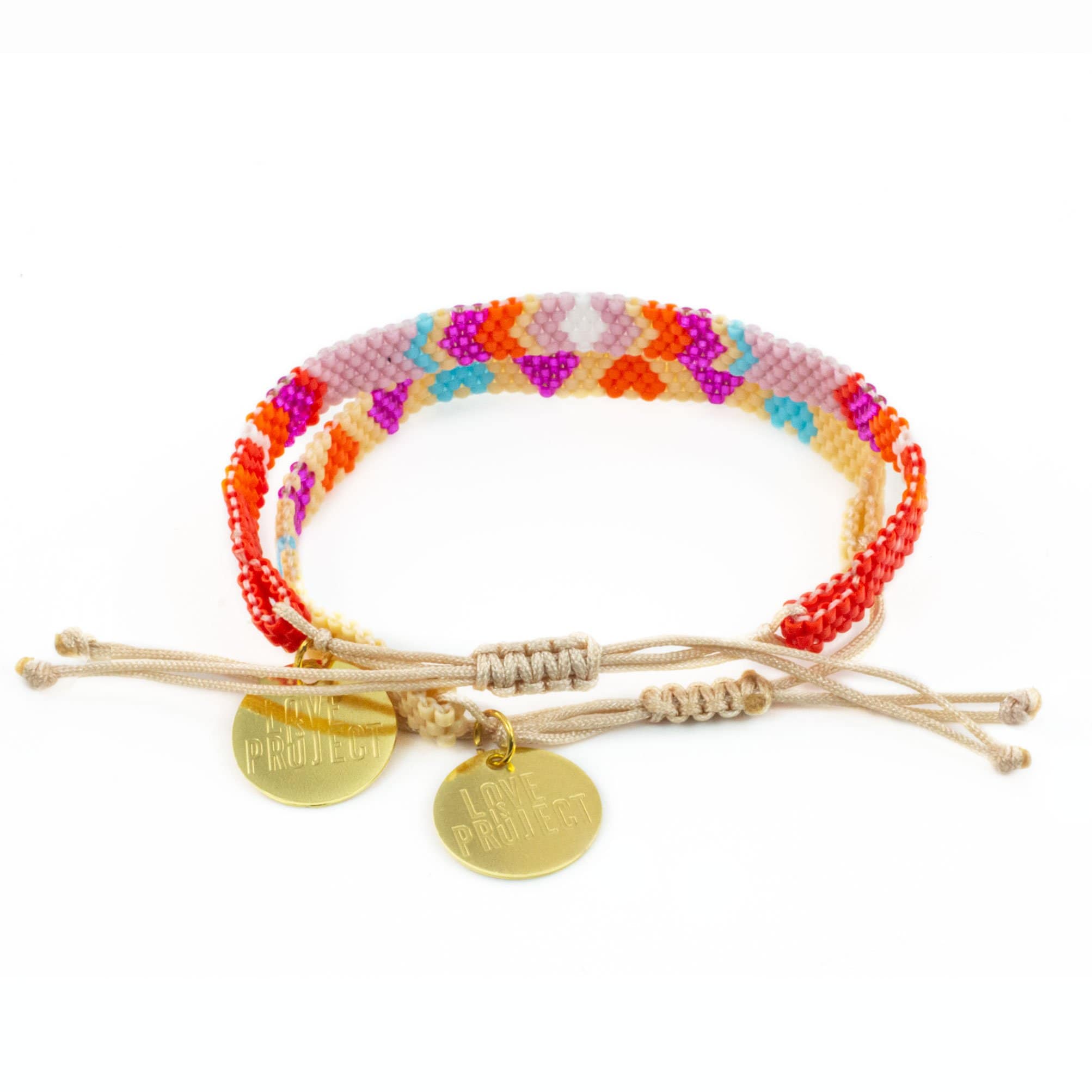 Chaquira Bracelet Set (of 2) - Red & Purple - Love Is Project