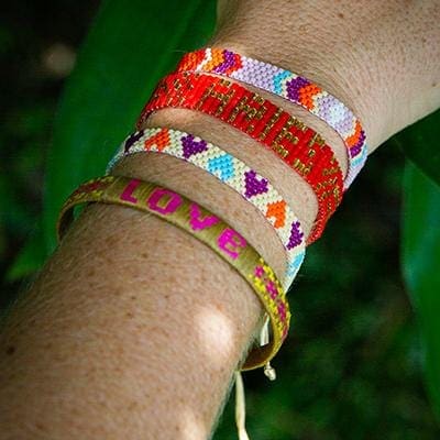 Chaquira Bracelet Set (of 2) - Red & Purple - Love Is Project