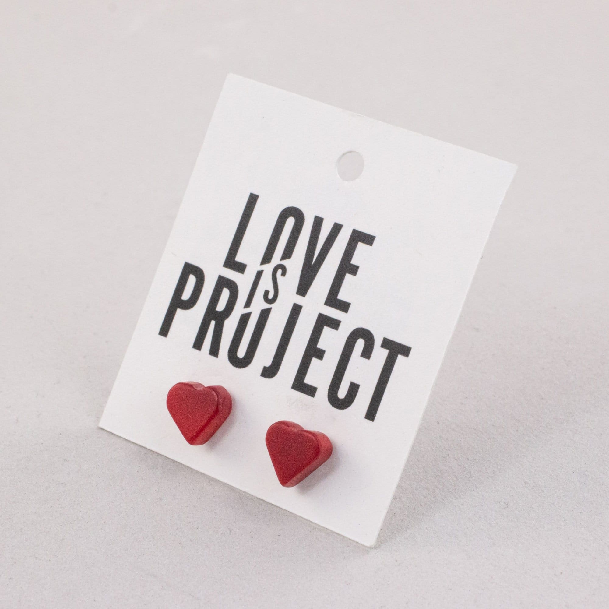 Tagua Heart Earrings - Red - Love Is Project