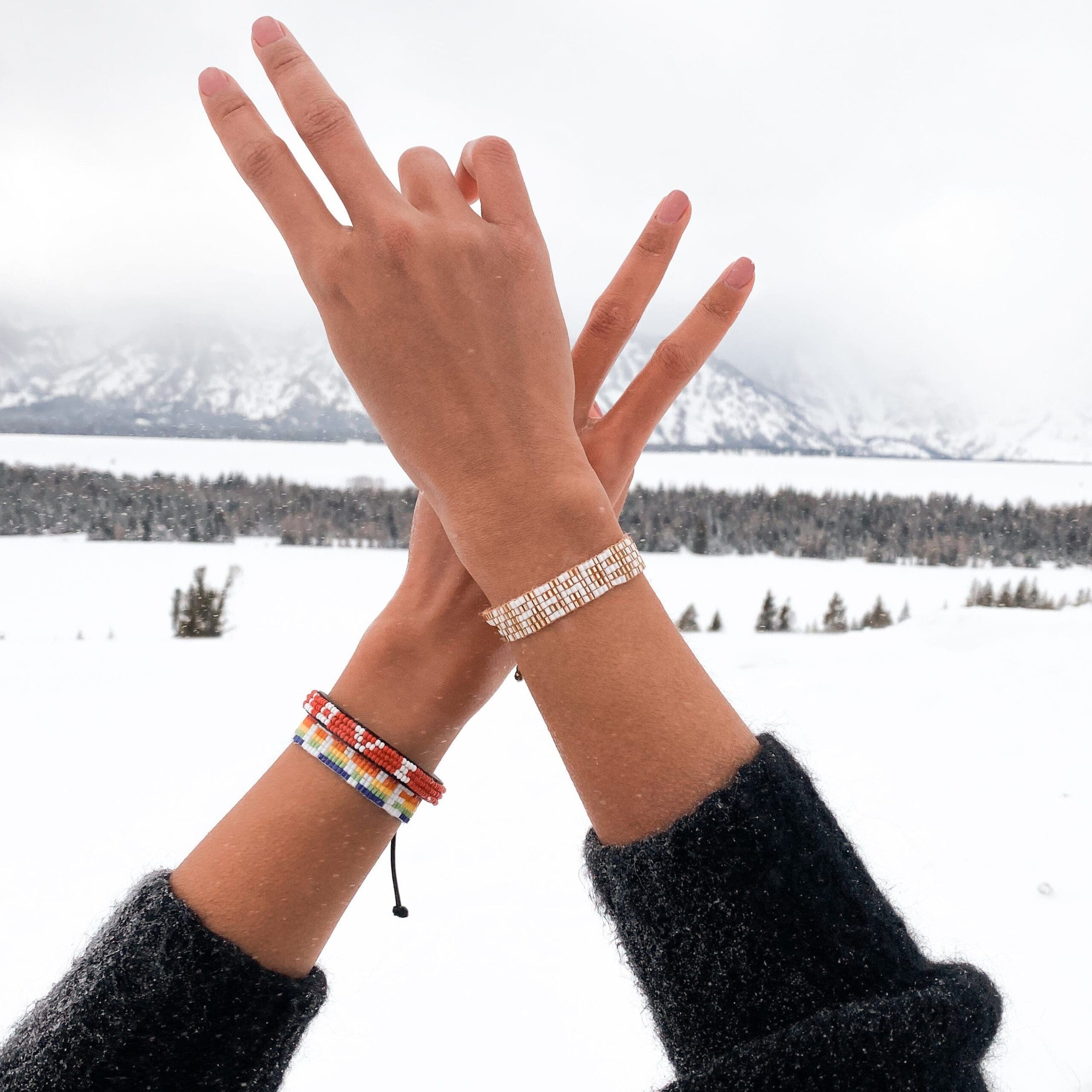 Seed Bead PEACE Bracelet - Gold & White - Love Is Project