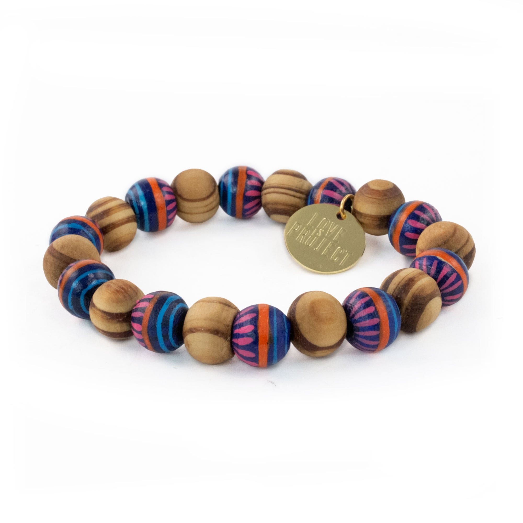 Frida Wooden Beaded Bracelet - Blue