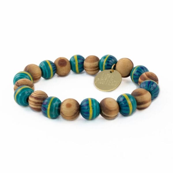 Frida Wooden Beaded Bracelet - Green