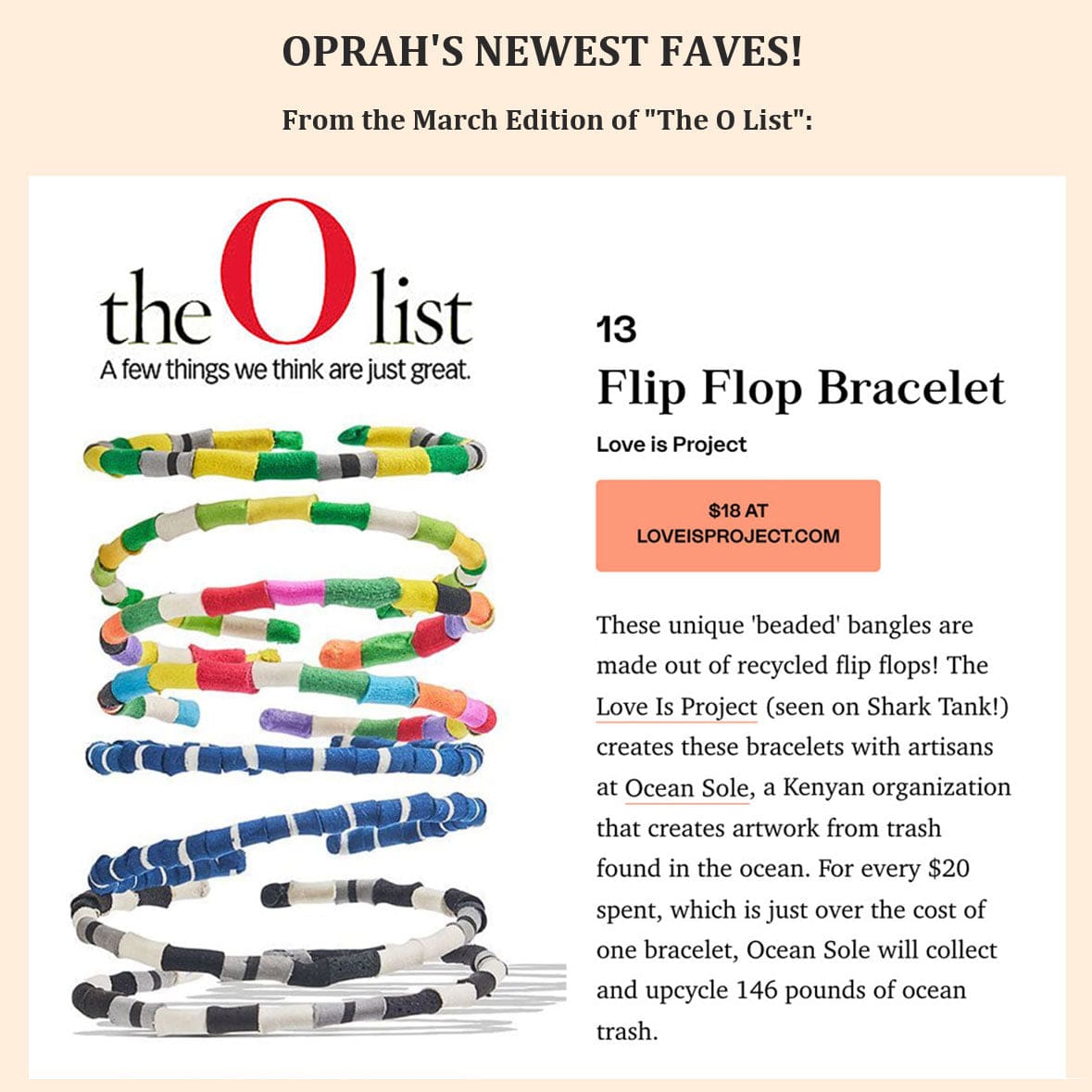 Flip Flop Bracelet - Blue Dolphin - Love Is Project