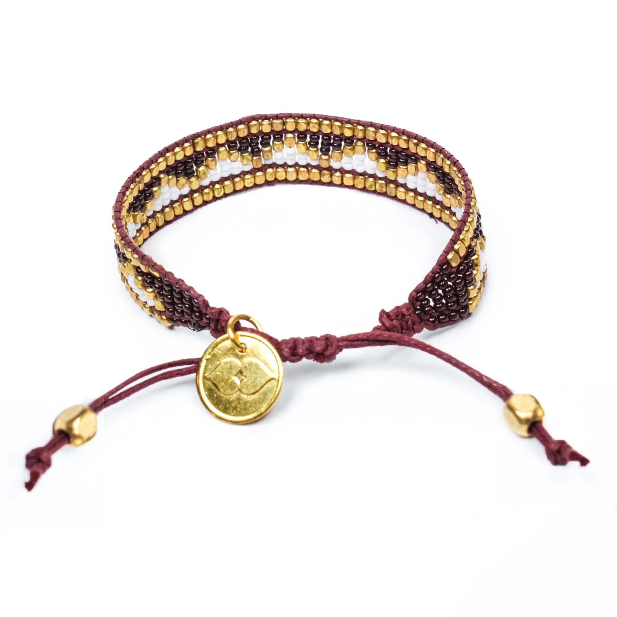Taj Beaded Bracelet - Burgundy & White - Love Is Project