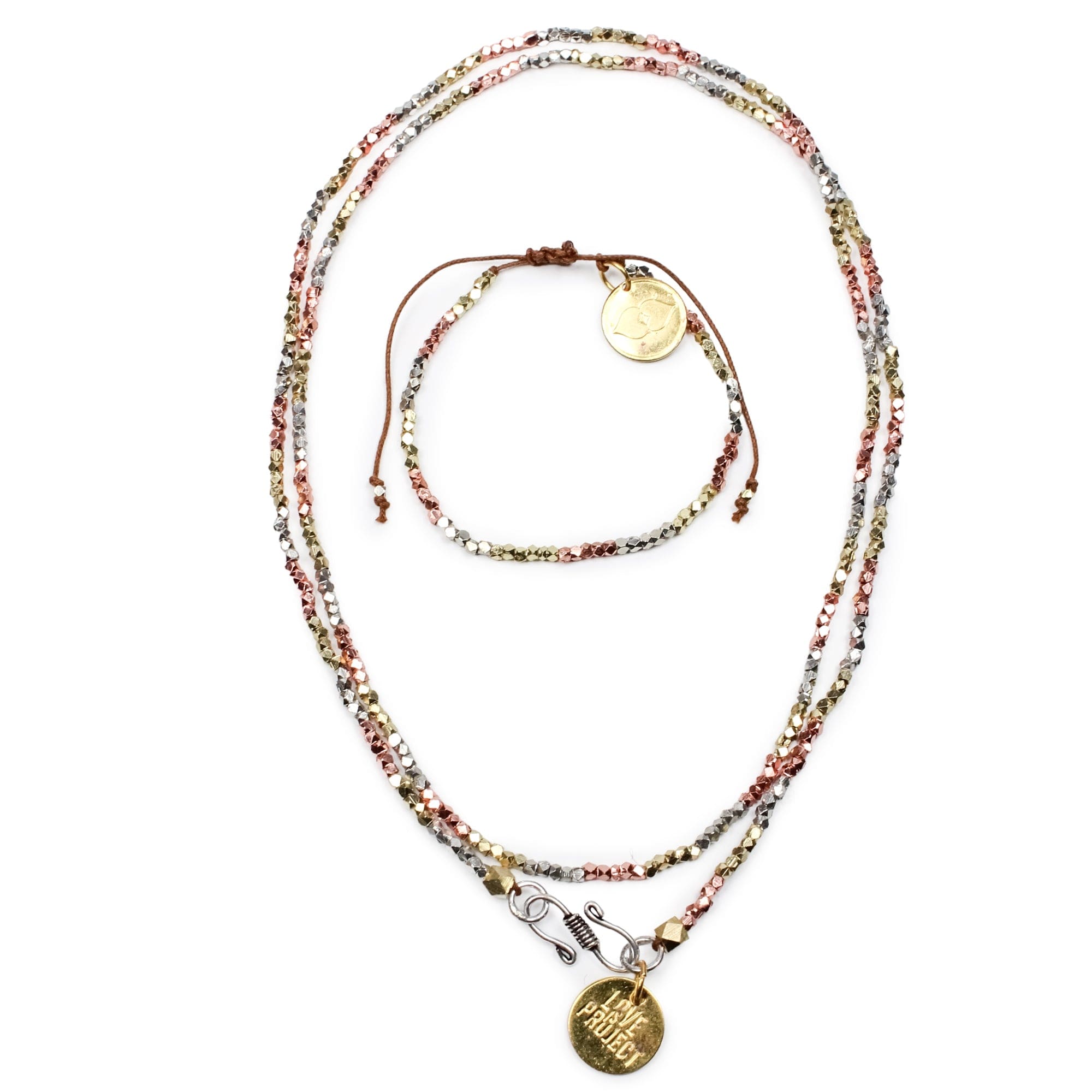 Kali Ombre Bracelet & Necklace Set - Silver / Champagne