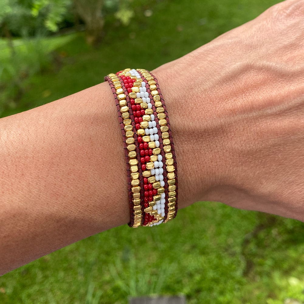 Taj Beaded Bracelet - Red & White - Love Is Project