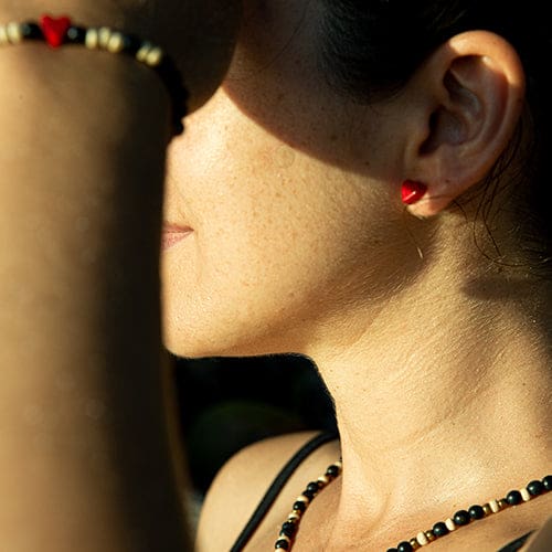 Tagua Heart Earrings - Red - Love Is Project