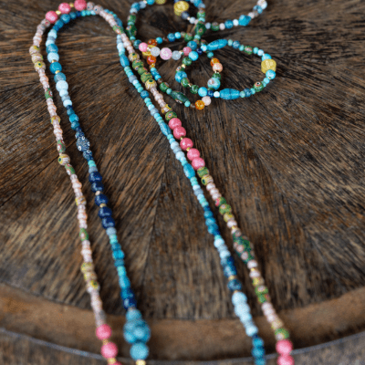 Evil Eye Recycled Glass Necklace - Pink - Love Is Project