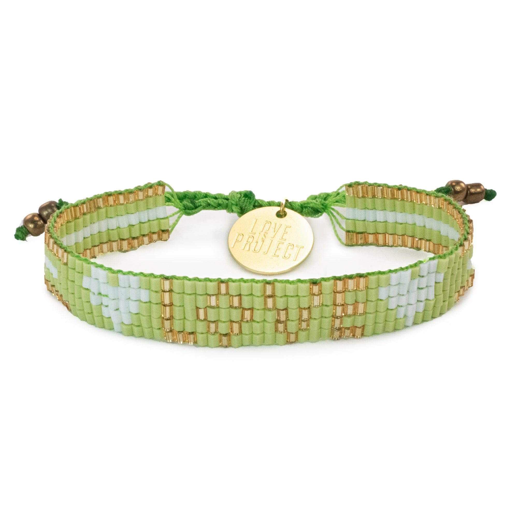 Seed Bead LOVE with Hearts Bracelet - Lime