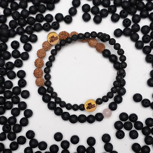 Lava Stone Mala Balance Bracelet with Rose Quartz - Love Is Project